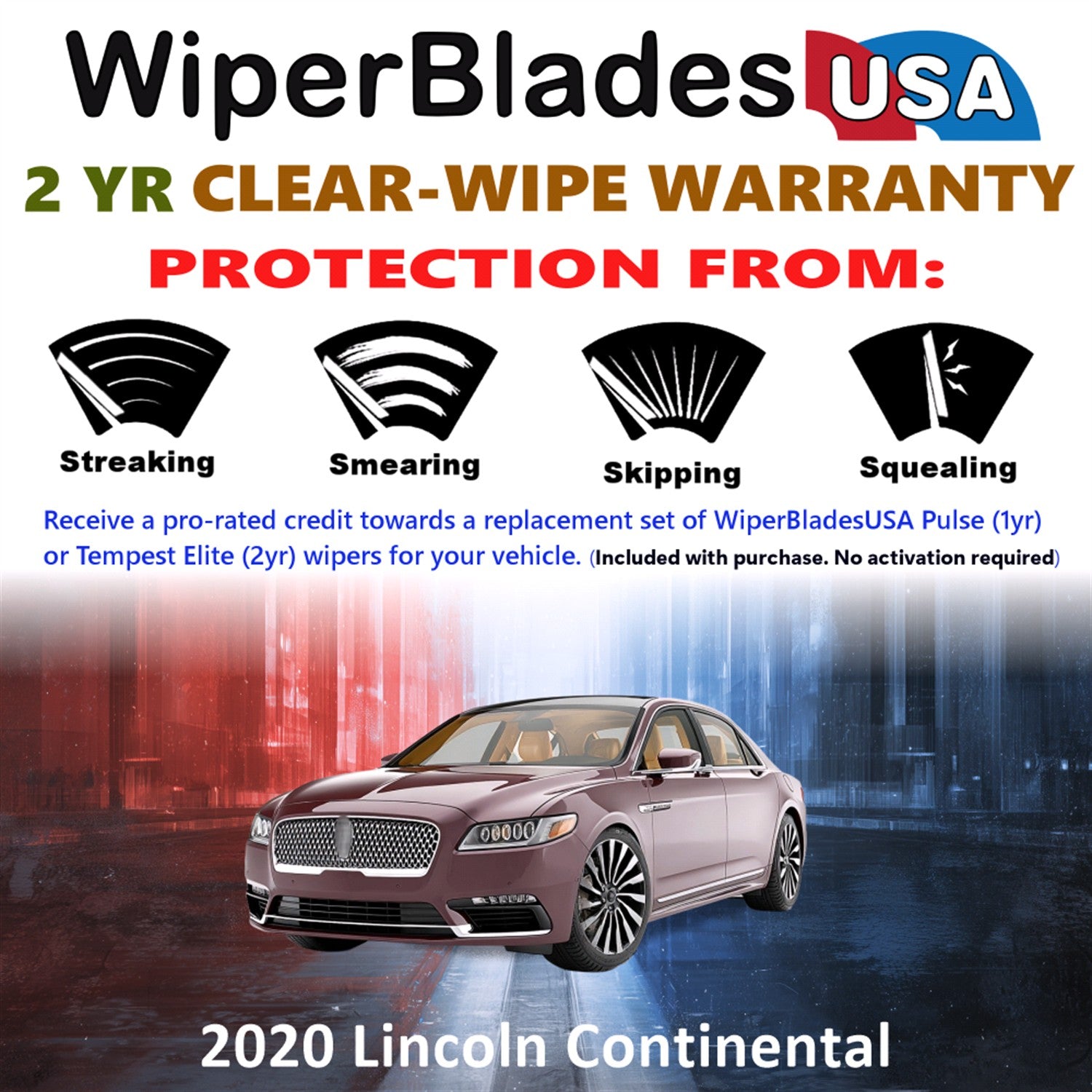 2020 Lincoln Continental Front Wiper blades Set  Includes 2yr Wear Warranty & Free Delivery
