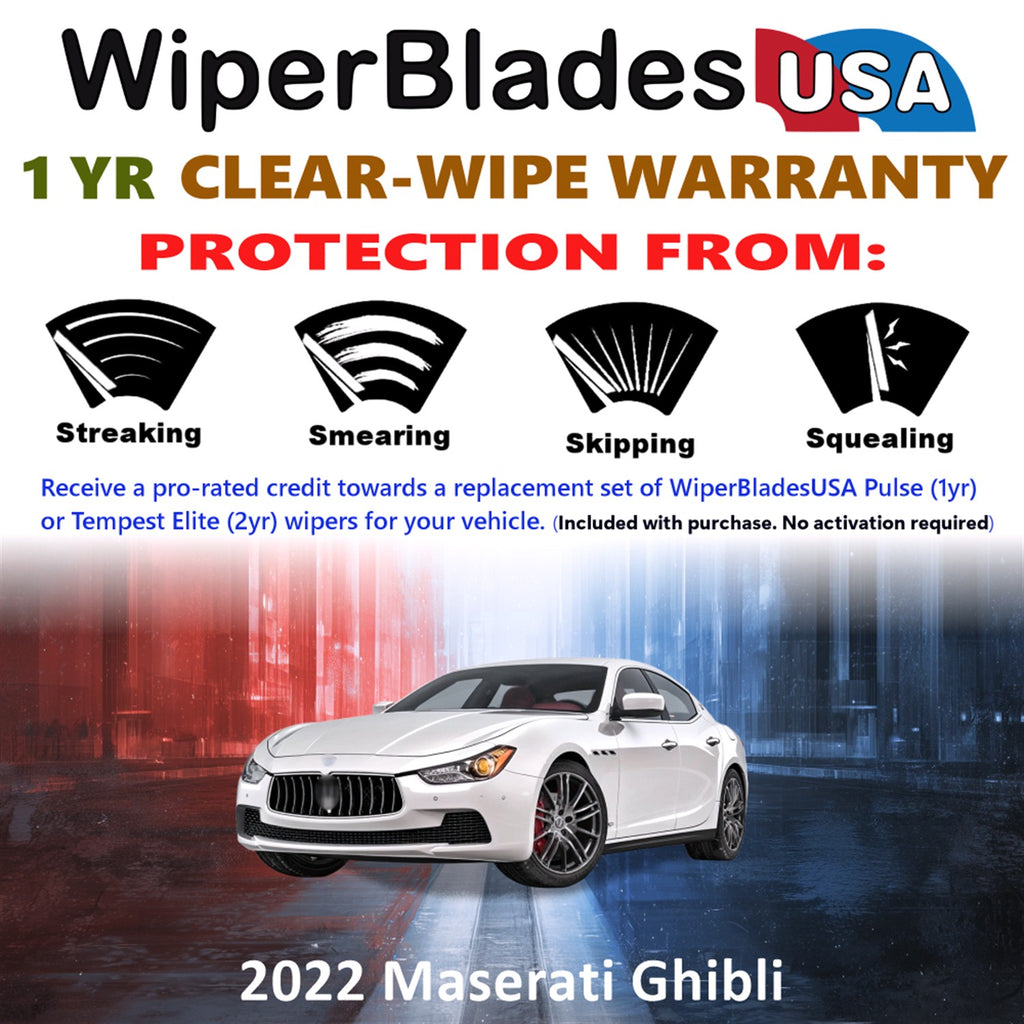 2022 Maserati Ghibli Front Wiper blades Set Includes 1yr Wear Warranty & Free Delivery