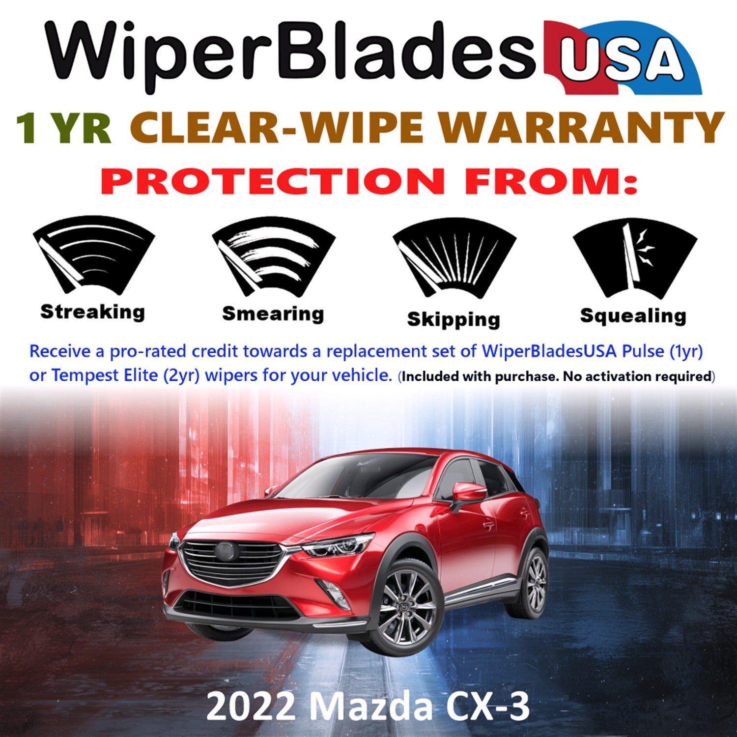 2022 Mazda CX-3 Front Wiper blades Set Includes 1yr Wear Warranty & Free Delivery
