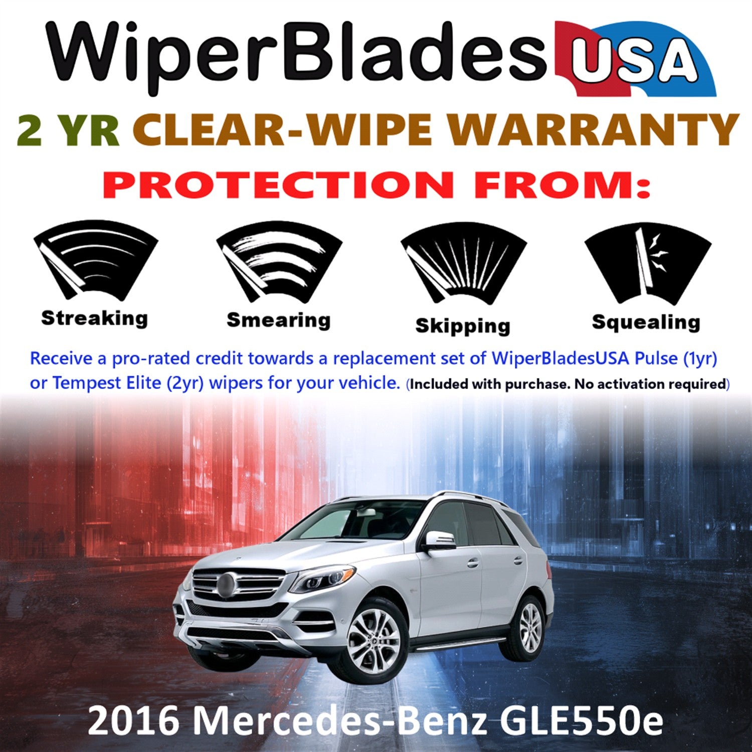 2016 Mercedes-Benz GLE550e Front w/Rear Wiper blades Set  Includes 2yr Wear Warranty & Free Delivery
