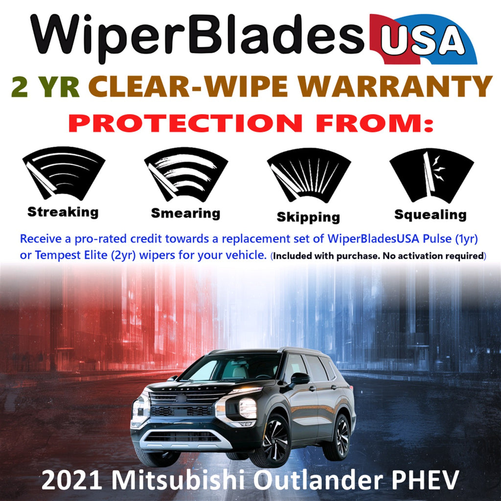 2021 Mitsubishi Outlander PHEV Front w/Rear Wiper blades Set  Includes 2yr Wear Warranty & Free Delivery