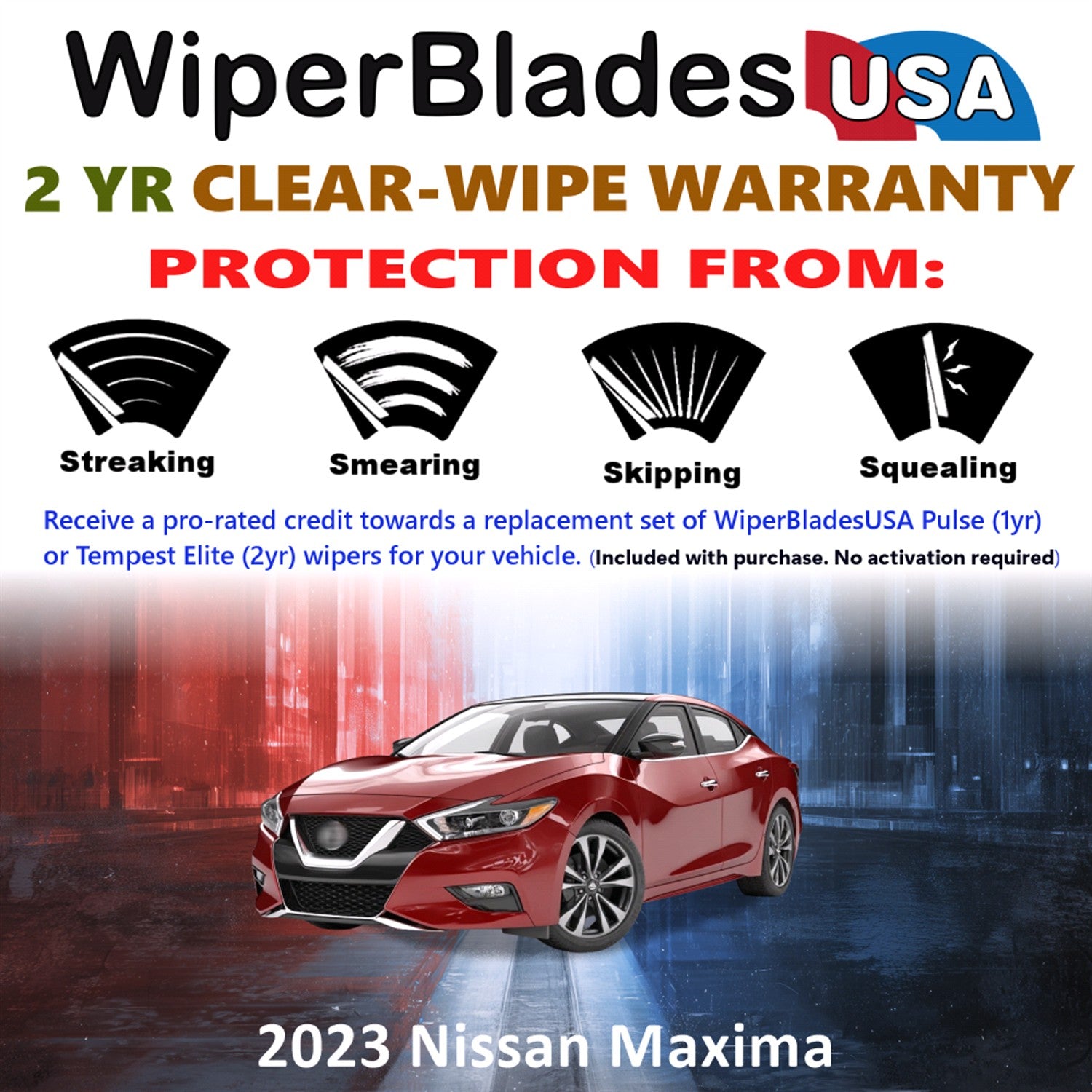 2023 Nissan Maxima Front Wiper blades Set  Includes 2yr Wear Warranty & Free Delivery