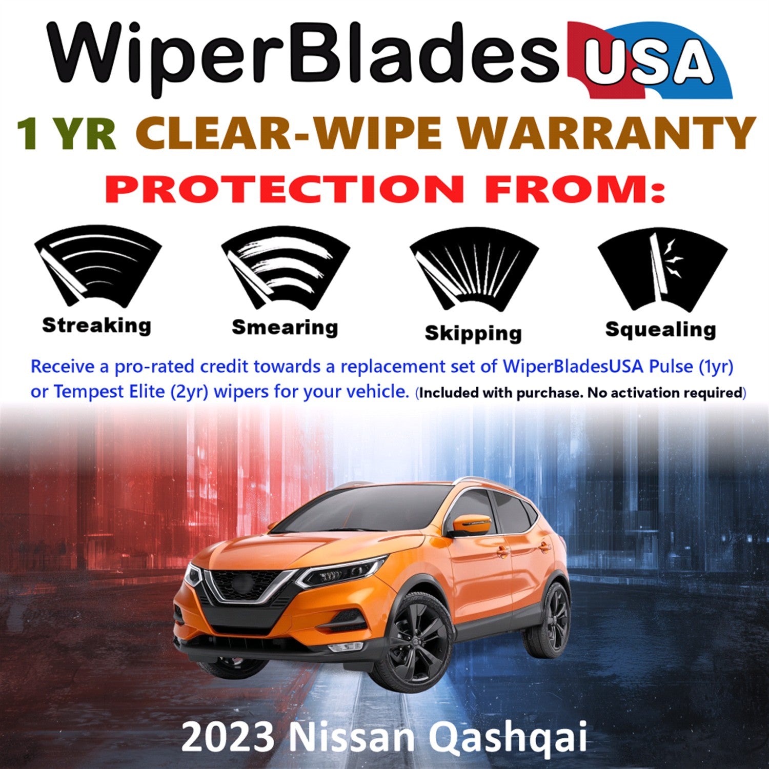 2023 Nissan Qashqai Front w/Rear Wiper blades Set Includes 1yr Wear Warranty & Free Delivery