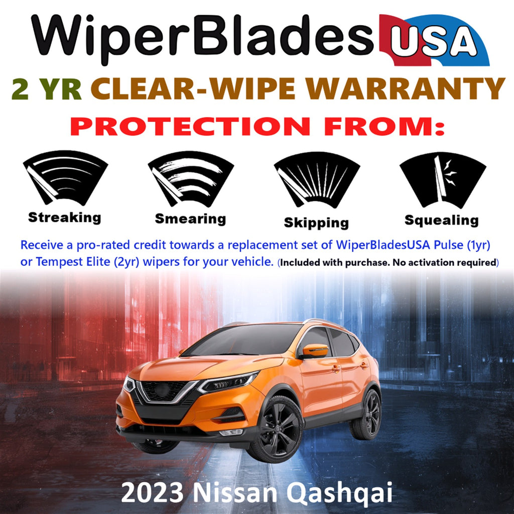 2023 Nissan Qashqai Front w/Rear Wiper blades Set  Includes 2yr Wear Warranty & Free Delivery