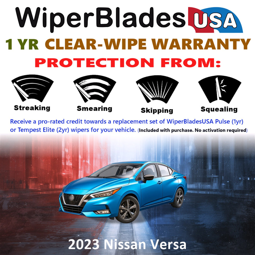 2023 Nissan Versa Front Wiper blades Set Includes 1yr Wear Warranty & Free Delivery