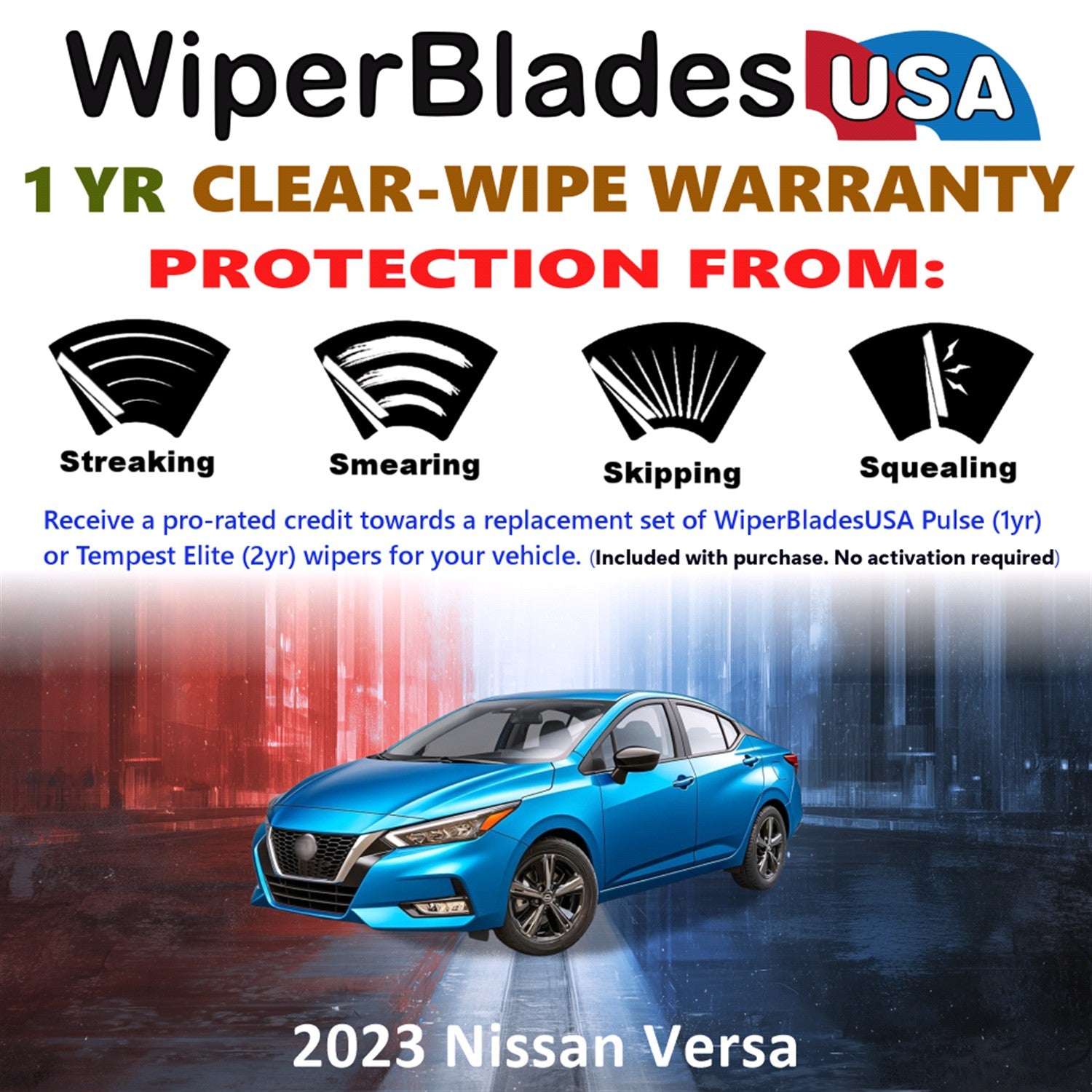 2023 Nissan Versa Front Wiper blades Set Includes 1yr Wear Warranty & Free Delivery