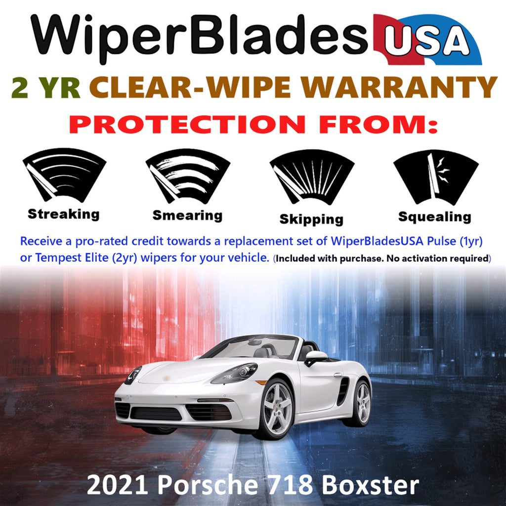 2021 Porsche 718 Boxster Front Wiper blades Set  Includes 2yr Wear Warranty & Free Delivery
