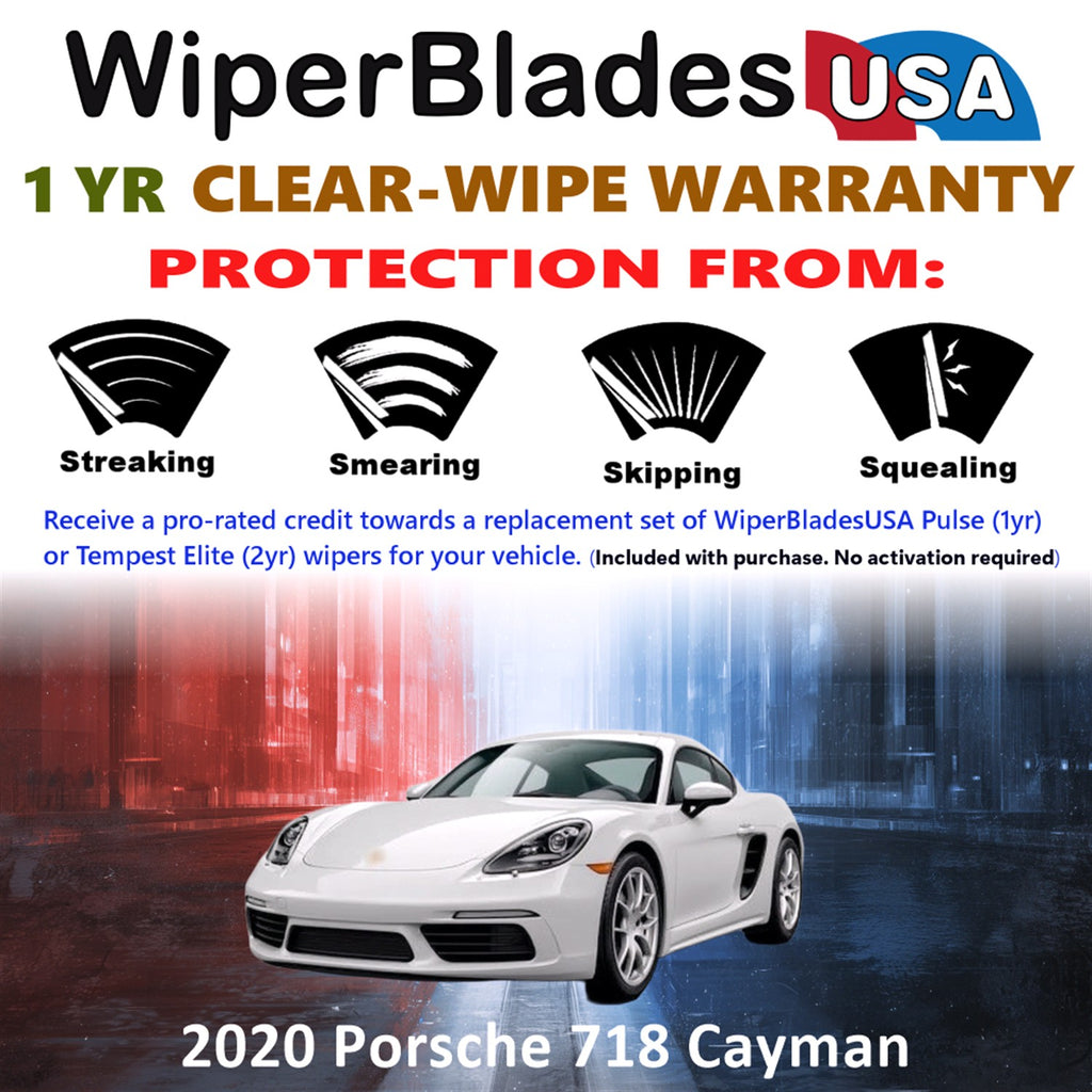 2020 Porsche 718 Cayman Front Wiper blades Set Includes 1yr Wear Warranty & Free Delivery