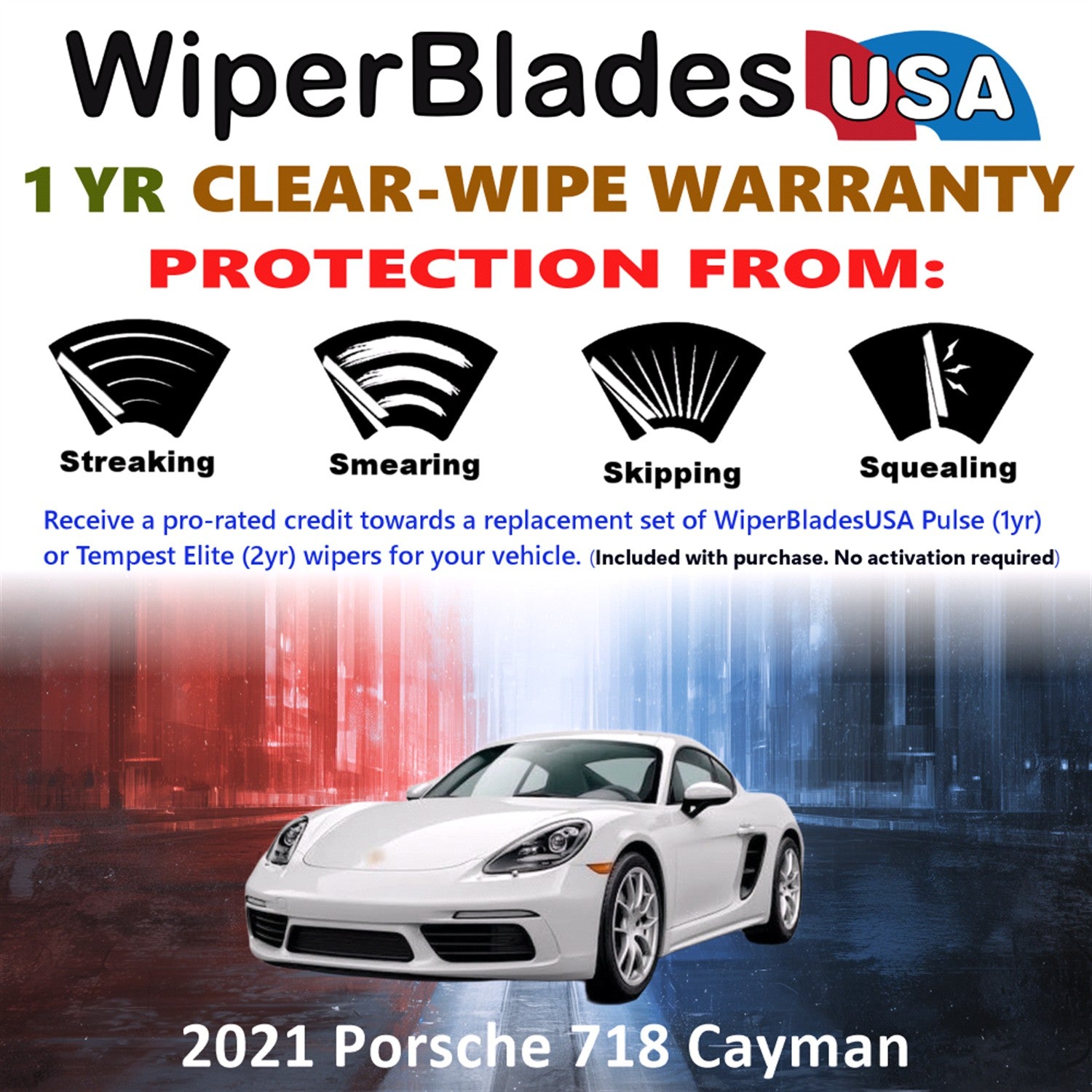 2021 Porsche 718 Cayman Front Wiper blades Set Includes 1yr Wear Warranty & Free Delivery