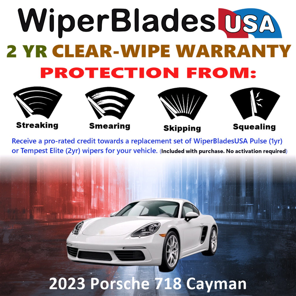 2023 Porsche 718 Cayman Front Wiper blades Set  Includes 2yr Wear Warranty & Free Delivery