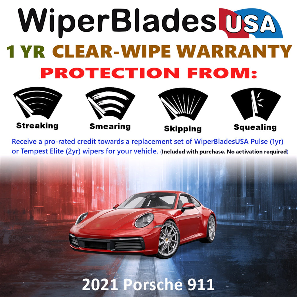 2021 Porsche 911 Front Wiper blades Set Includes 1yr Wear Warranty & Free Delivery