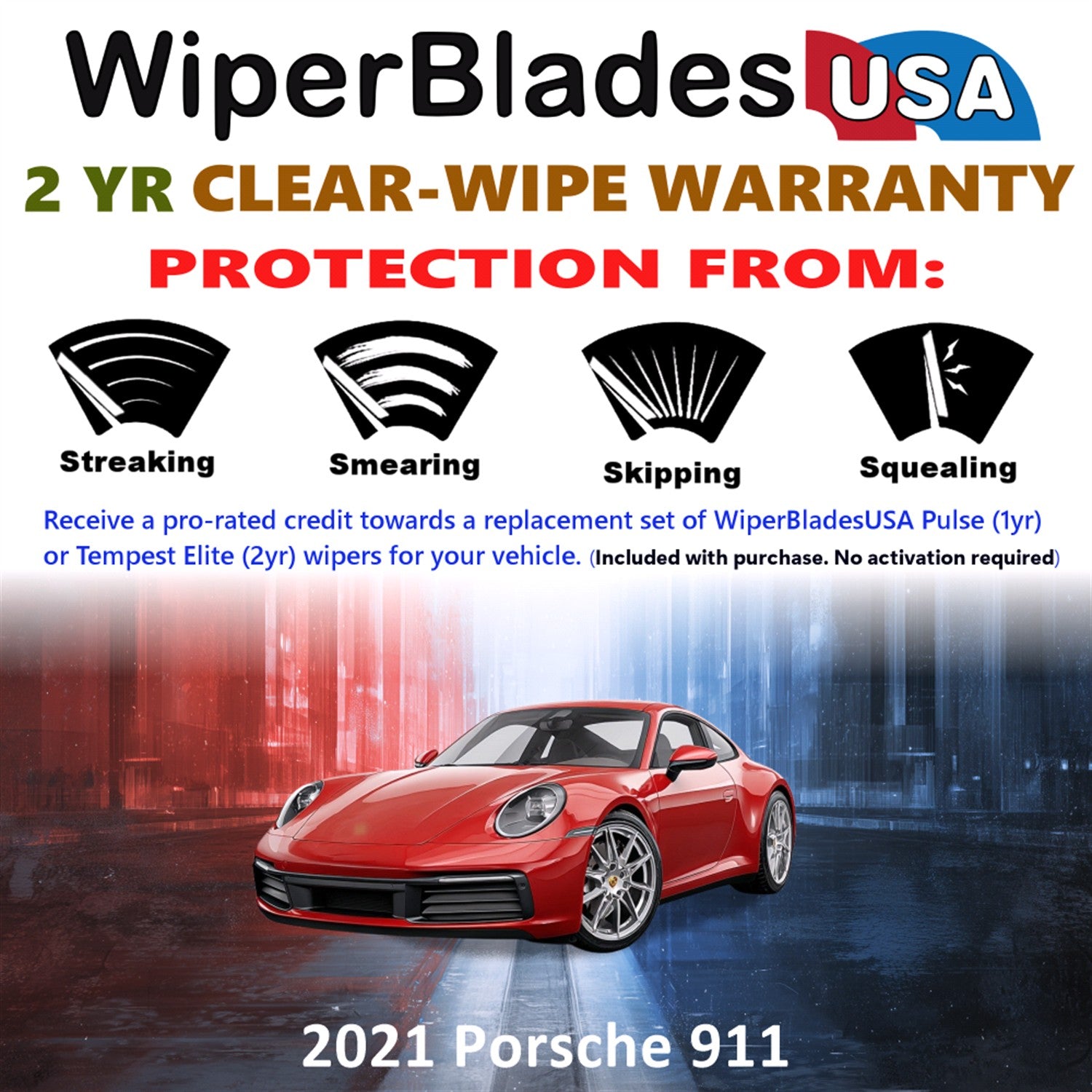 2021 Porsche 911 Front Wiper blades Set  Includes 2yr Wear Warranty & Free Delivery