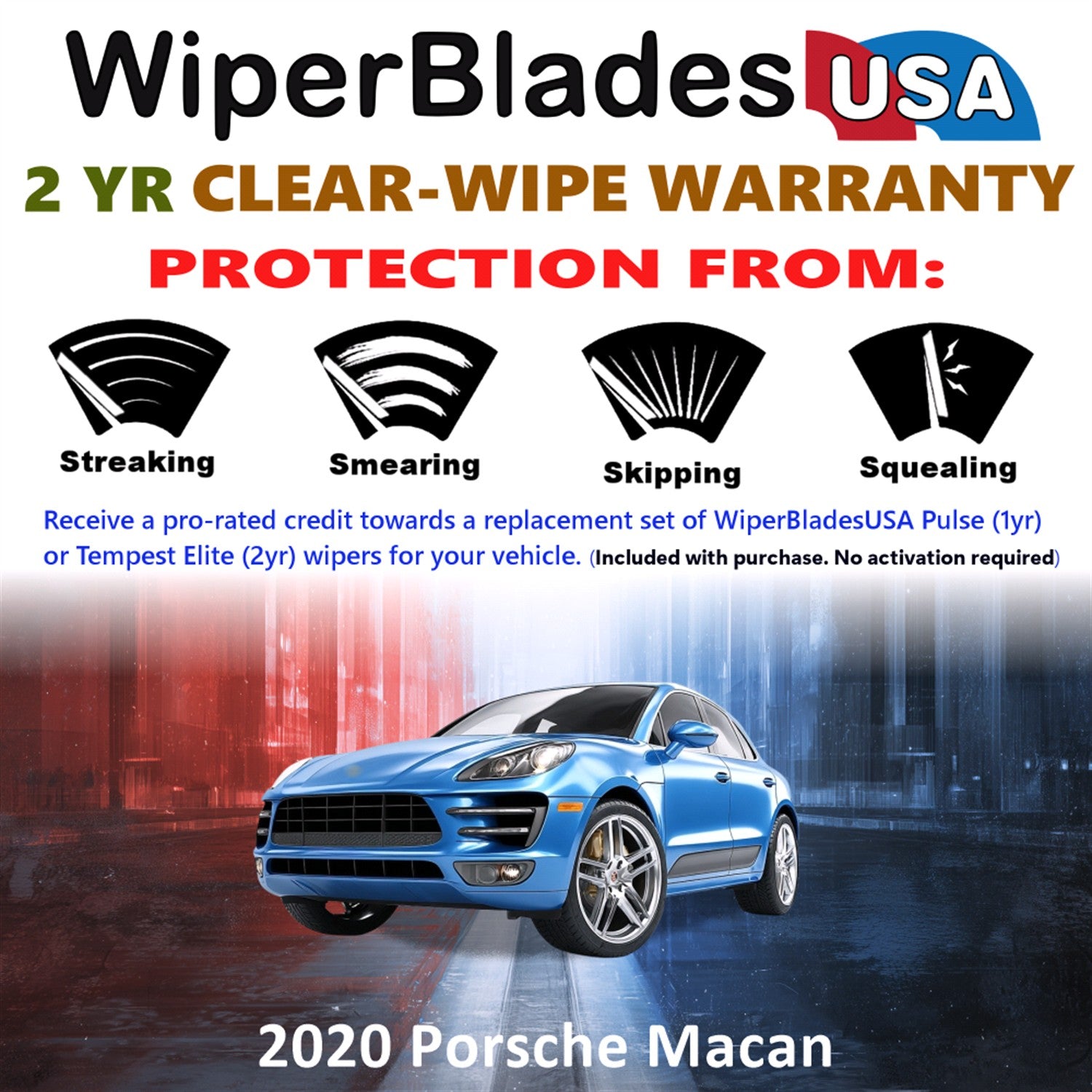 2020 Porsche Macan Front Wiper blades Set  Includes 2yr Wear Warranty & Free Delivery