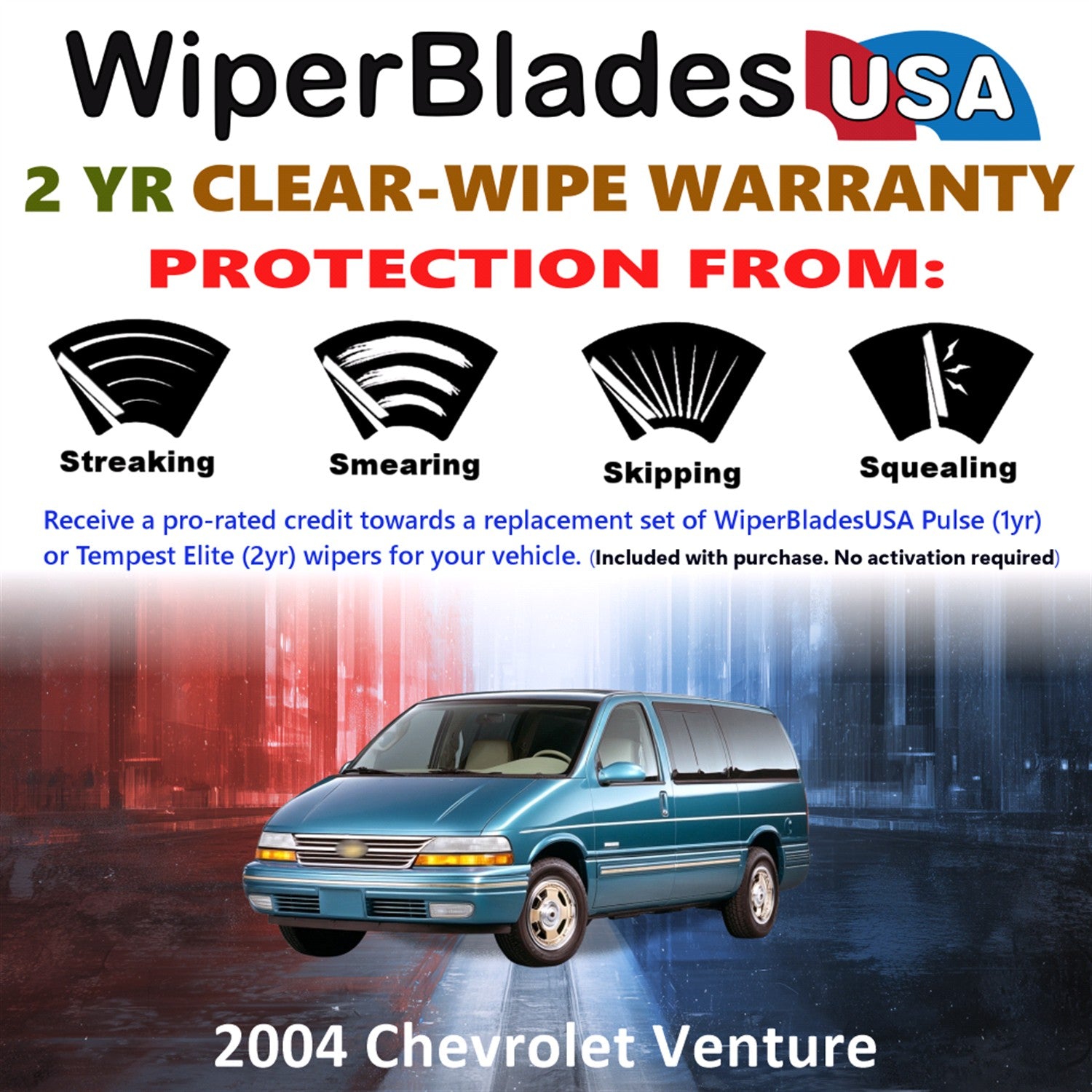 2004 Chevrolet Venture Front Wiper blades Set  Includes 2yr Wear Warranty & Free Delivery