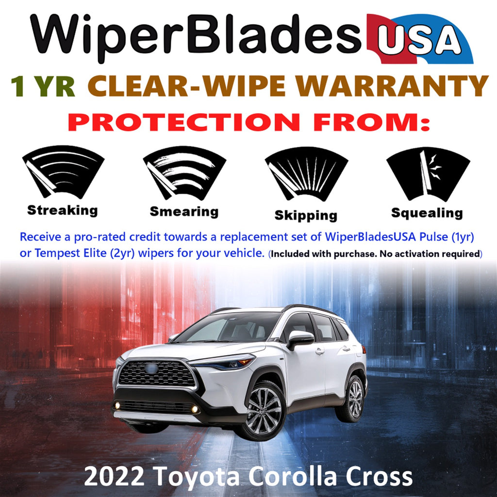 2022 Toyota Corolla Cross Front w/Rear Wiper blades Set Includes 1yr Wear Warranty & Free Delivery