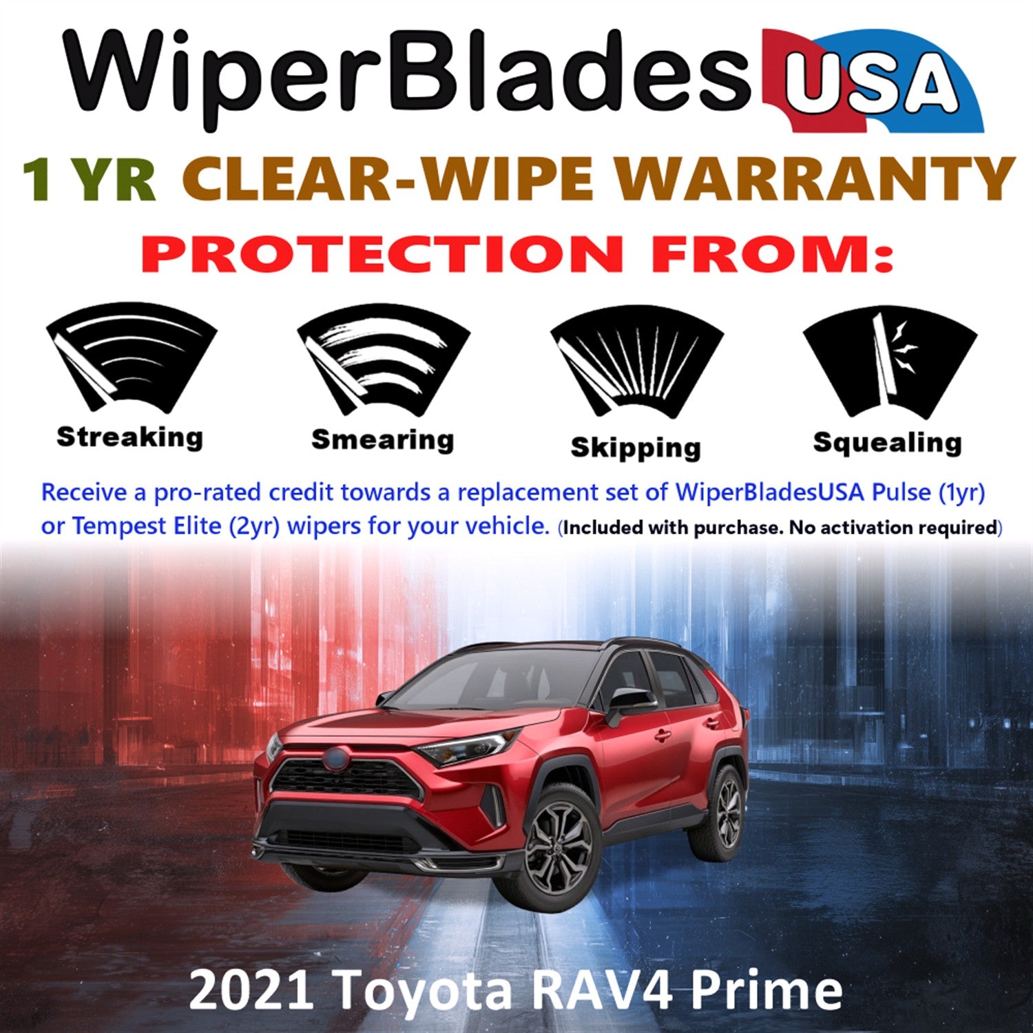 2021 Toyota RAV4 Prime Front Wiper blades Set Includes 1yr Wear Warranty & Free Delivery