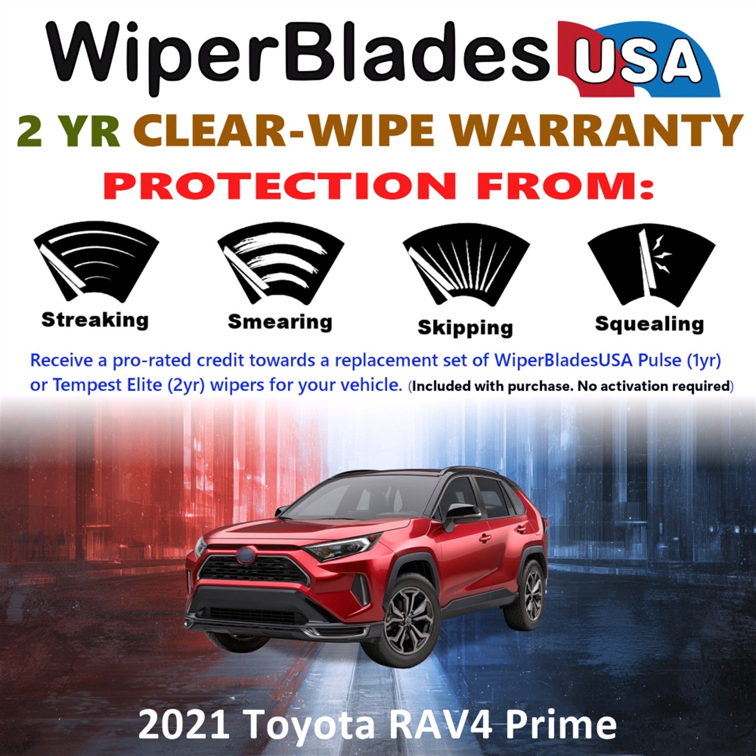 2021 Toyota RAV4 Prime Front Wiper blades Set  Includes 2yr Wear Warranty & Free Delivery