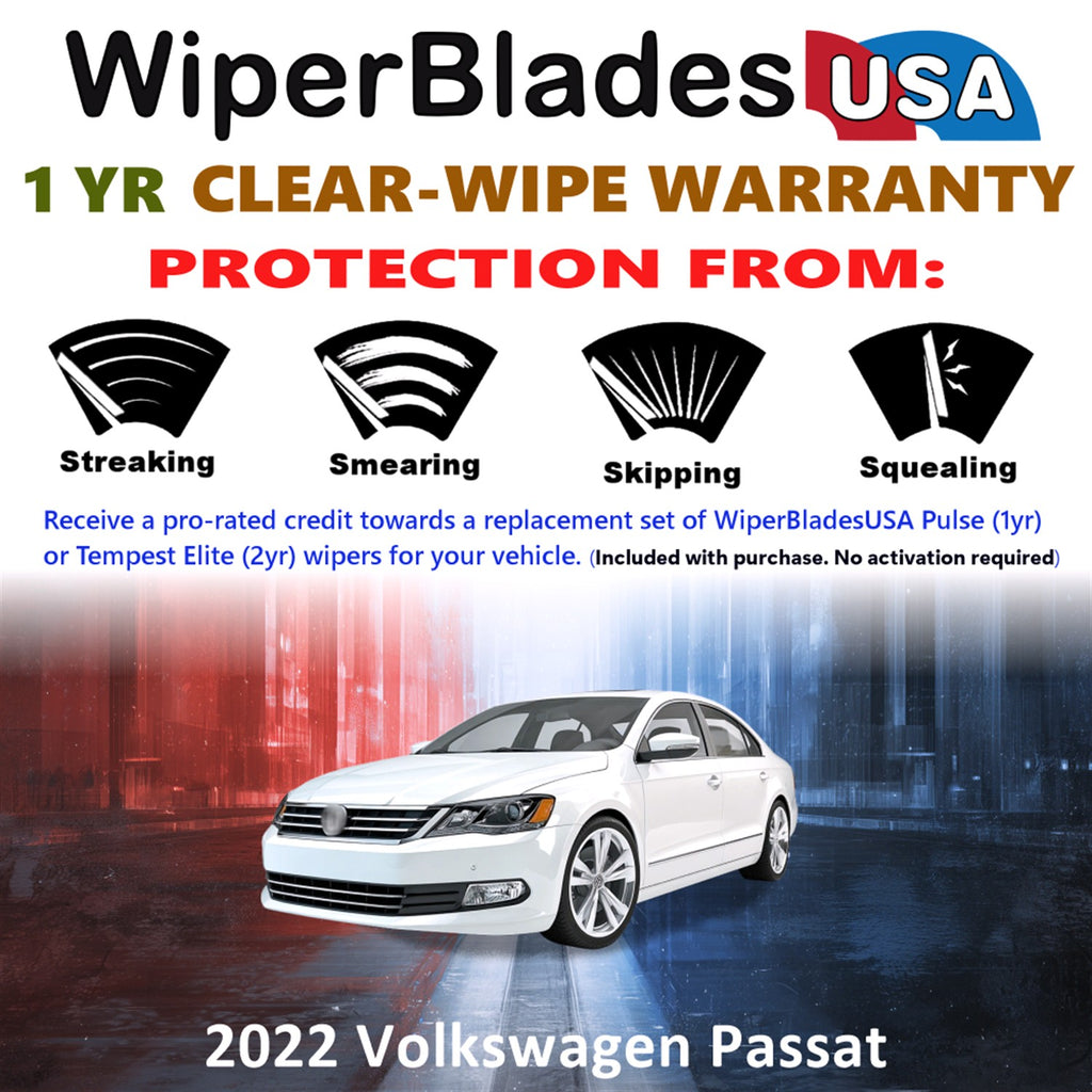 2022 Volkswagen Passat Front Wiper blades Set Includes 1yr Wear Warranty & Free Delivery