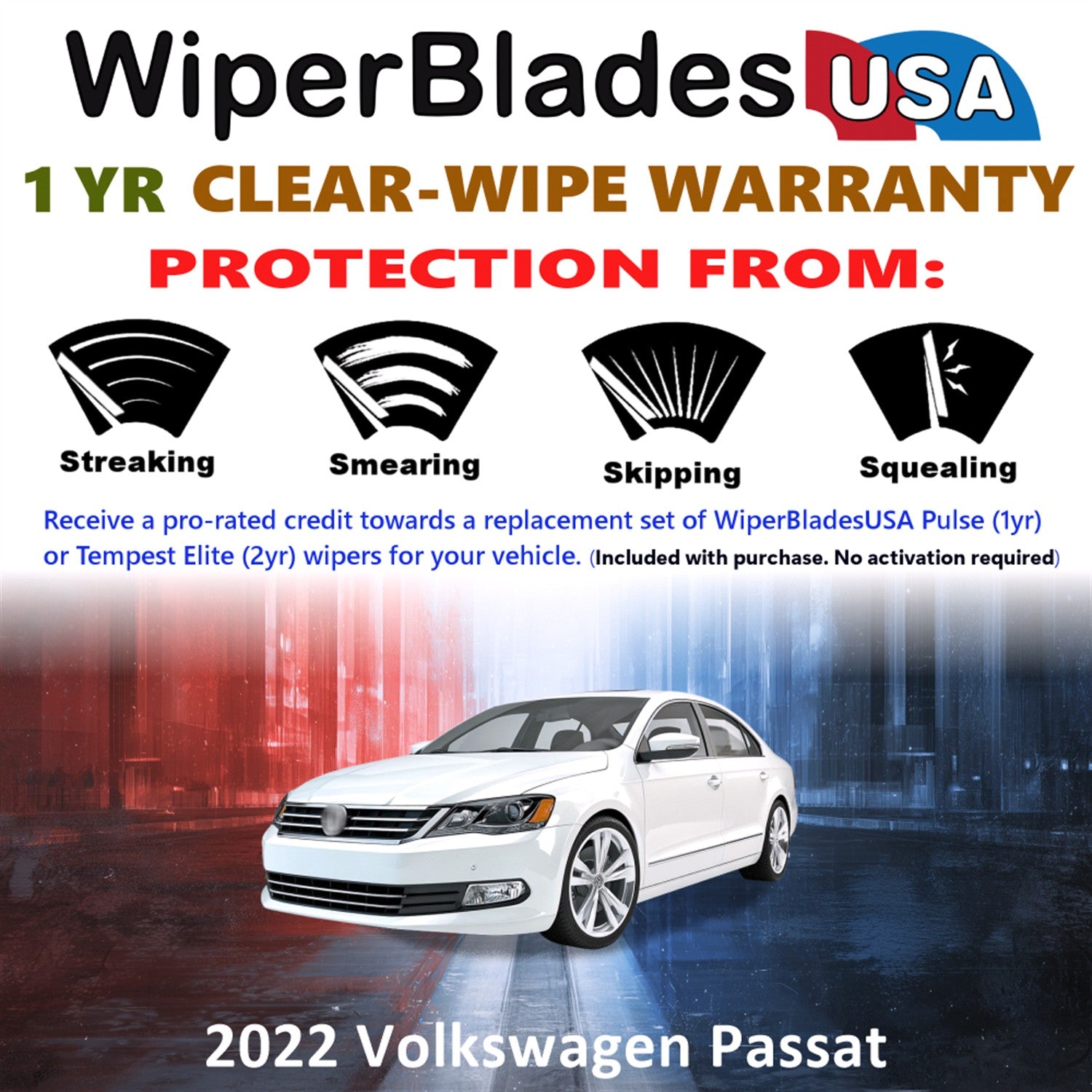 2022 Volkswagen Passat Front Wiper blades Set Includes 1yr Wear Warranty & Free Delivery