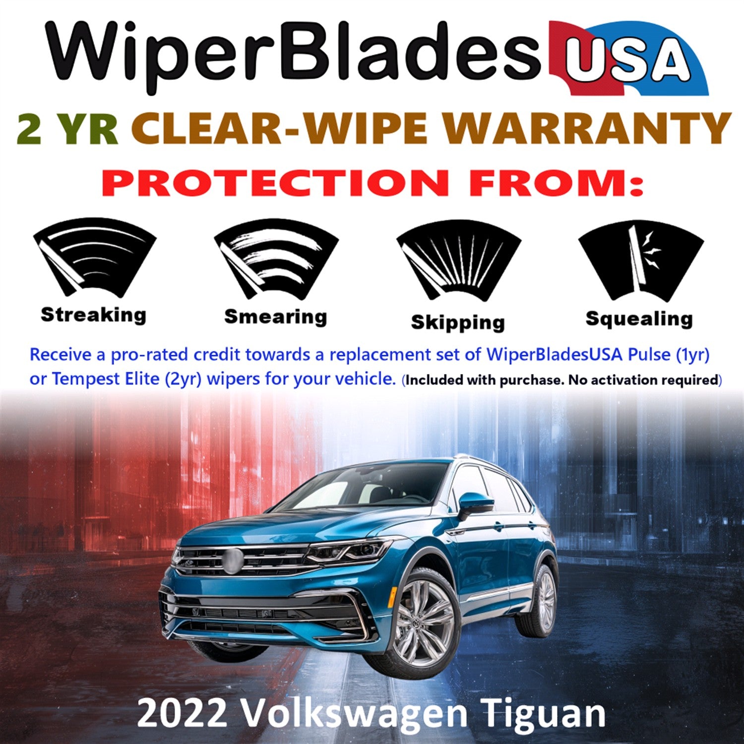 2022 Volkswagen Tiguan Front Wiper blades Set  Includes 2yr Wear Warranty & Free Delivery