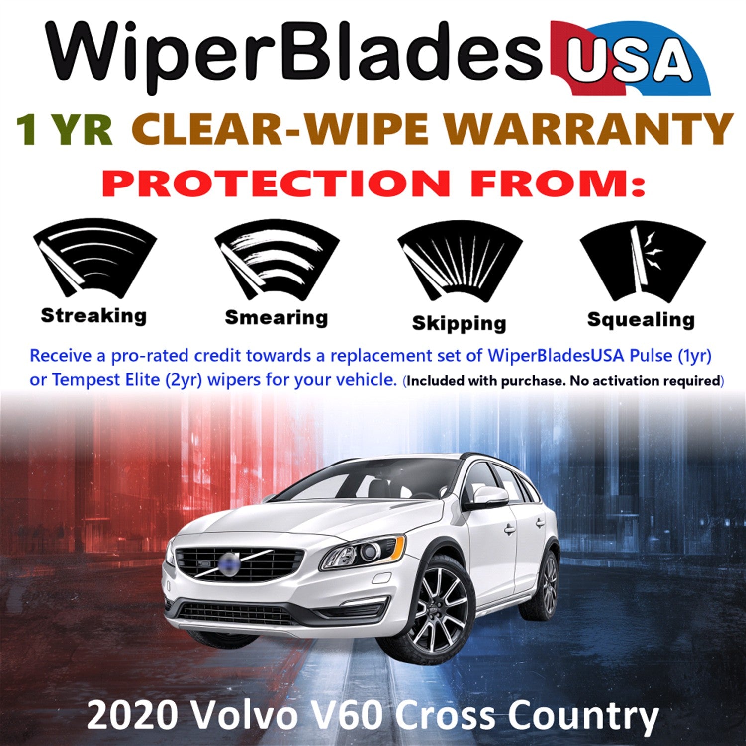 2020 Volvo V60 Cross Country Front Wiper blades Set Includes 1yr Wear Warranty & Free Delivery