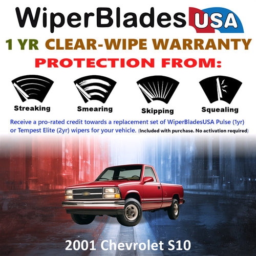 2001 Chevrolet S10 Front Wiper blades Set Includes 1yr Wear Warranty & Free Delivery
