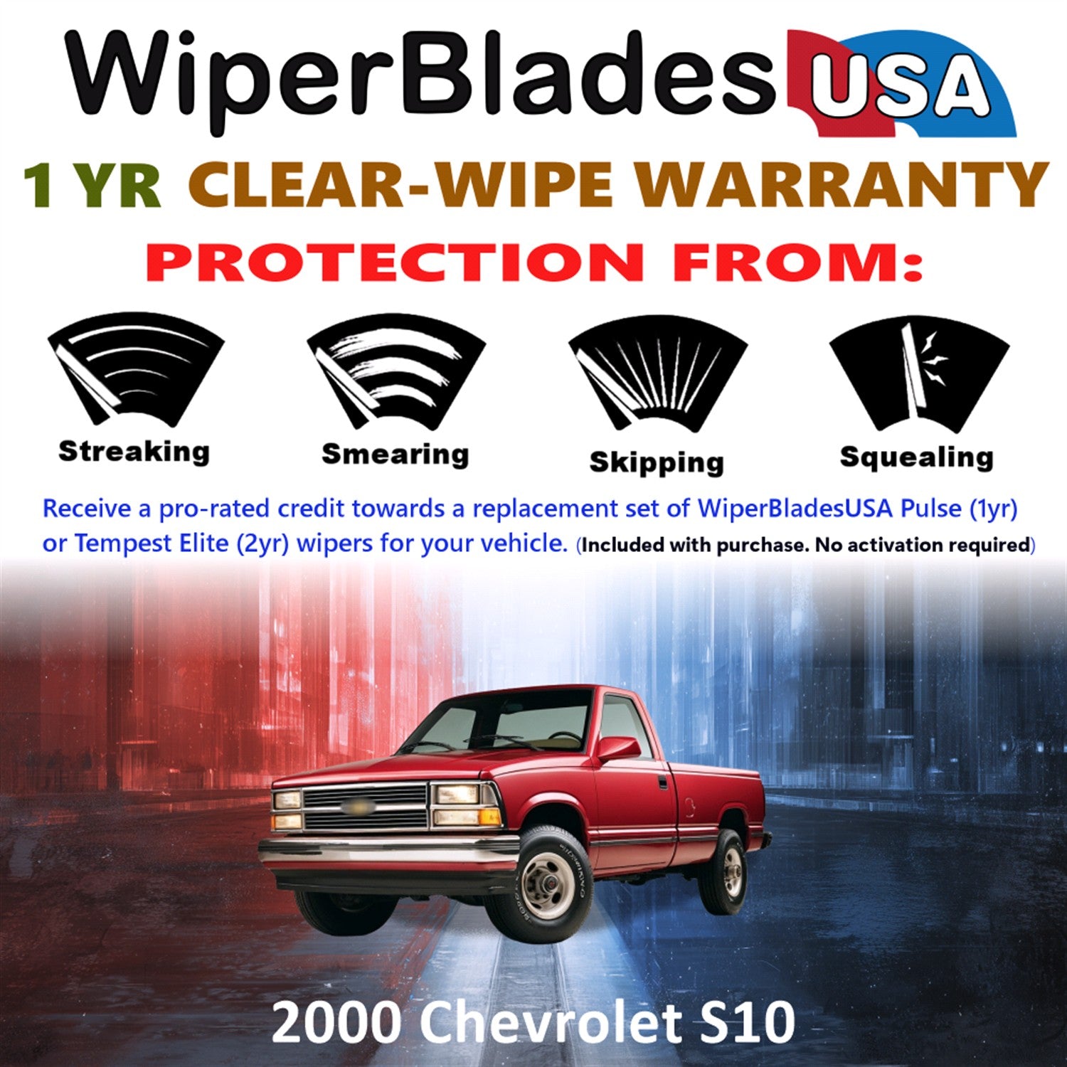 2000 Chevrolet S10 Front Wiper blades Set Includes 1yr Wear Warranty & Free Delivery