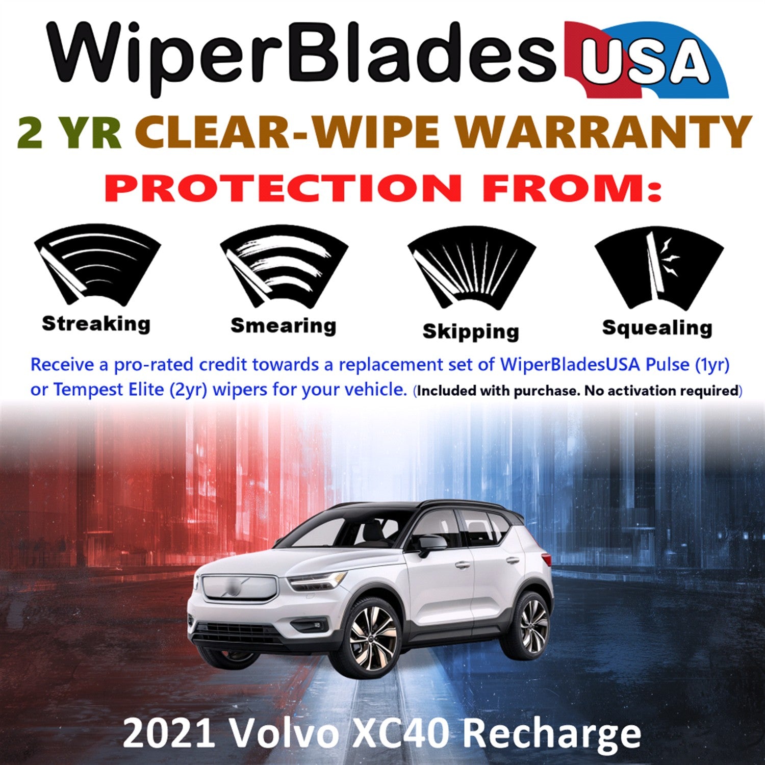 2021 Volvo XC40 Recharge Front Wiper blades Set  Includes 2yr Wear Warranty & Free Delivery