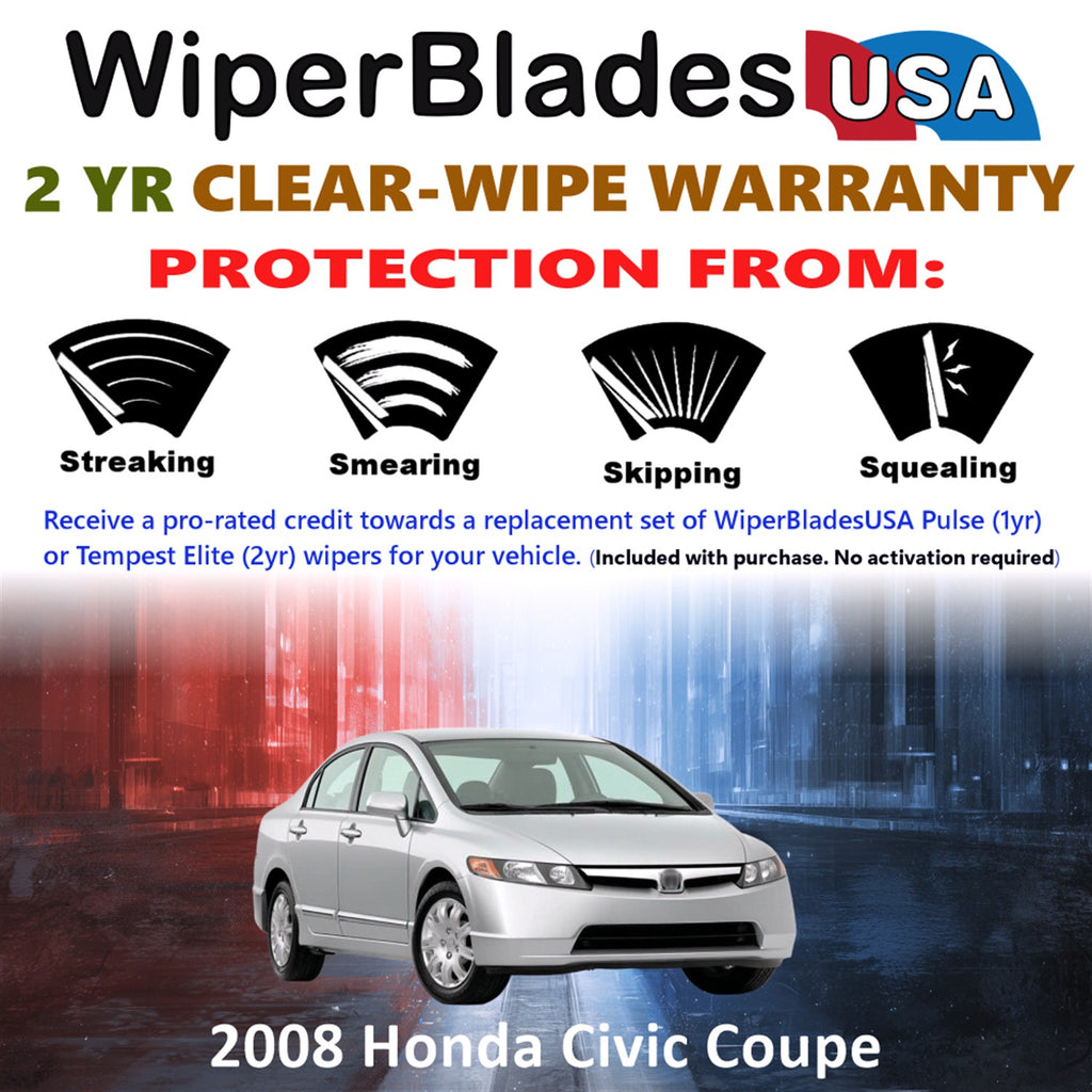 2008 Honda Civic Front Wiper blades Set  Includes 2yr Wear Warranty & Free Delivery