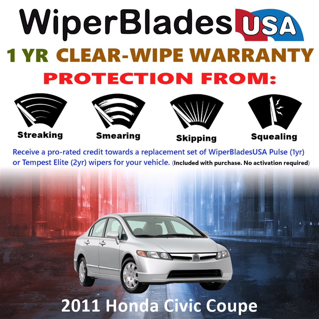 2011 Honda Civic Front Wiper blades Set Includes 1yr Wear Warranty & Free Delivery