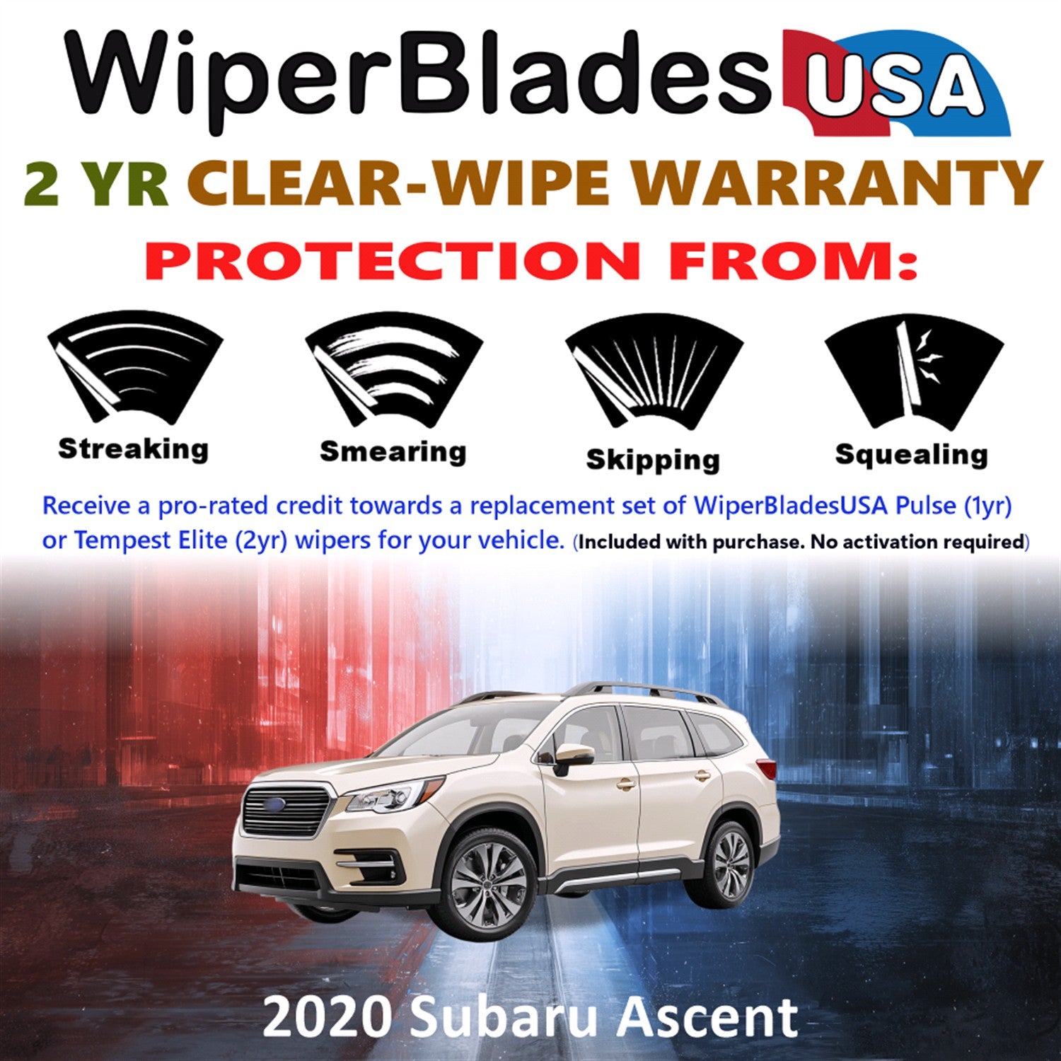 2020 Subaru Ascent Front Wiper blades Set  Includes 2yr Wear Warranty & Free Delivery