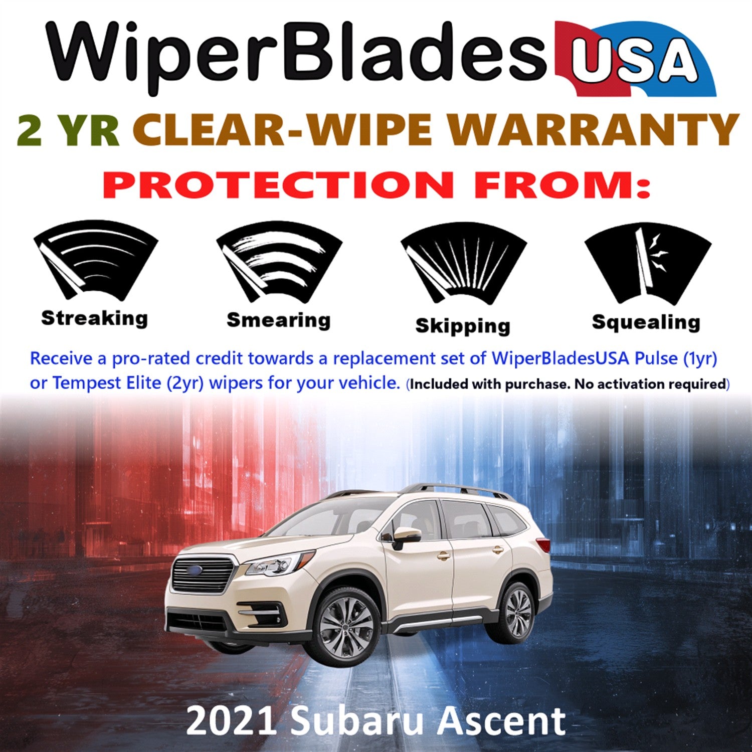 2021 Subaru Ascent Front Wiper blades Set  Includes 2yr Wear Warranty & Free Delivery