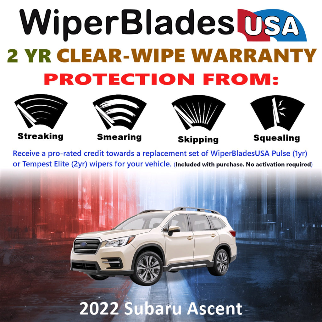2022 Subaru Ascent Front w/Rear Wiper blades Set  Includes 2yr Wear Warranty & Free Delivery