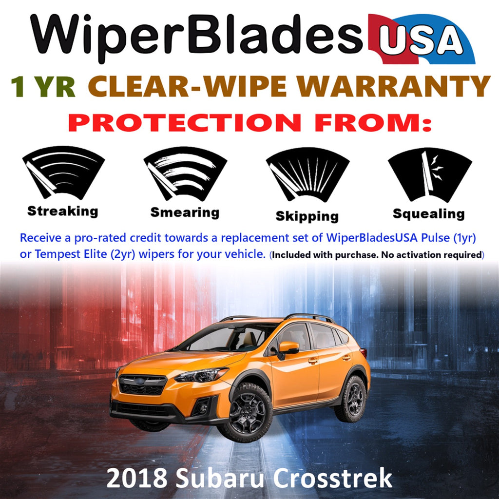 2018 Subaru Crosstrek Front Wiper blades Set Includes 1yr Wear Warranty & Free Delivery
