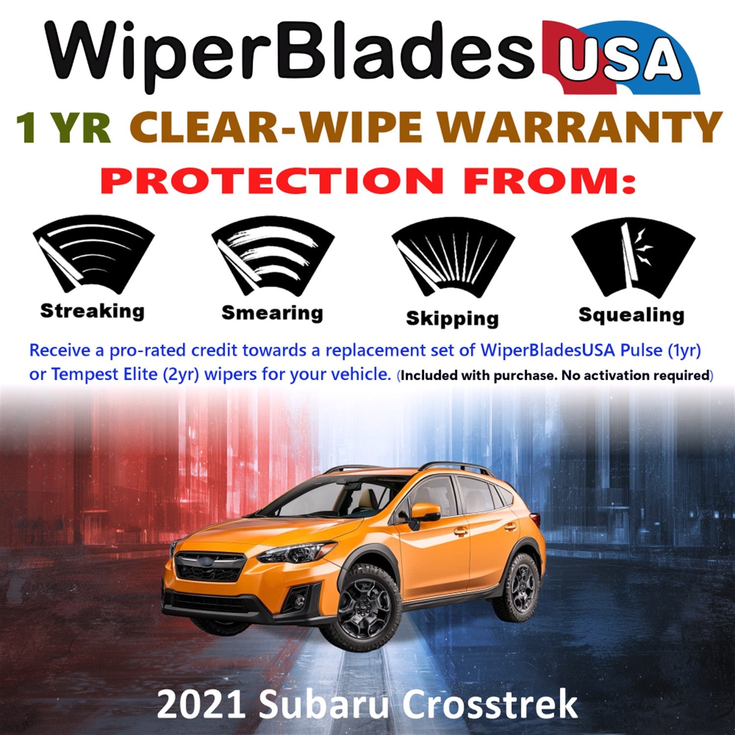 2021 Subaru Crosstrek Front Wiper blades Set Includes 1yr Wear Warranty & Free Delivery