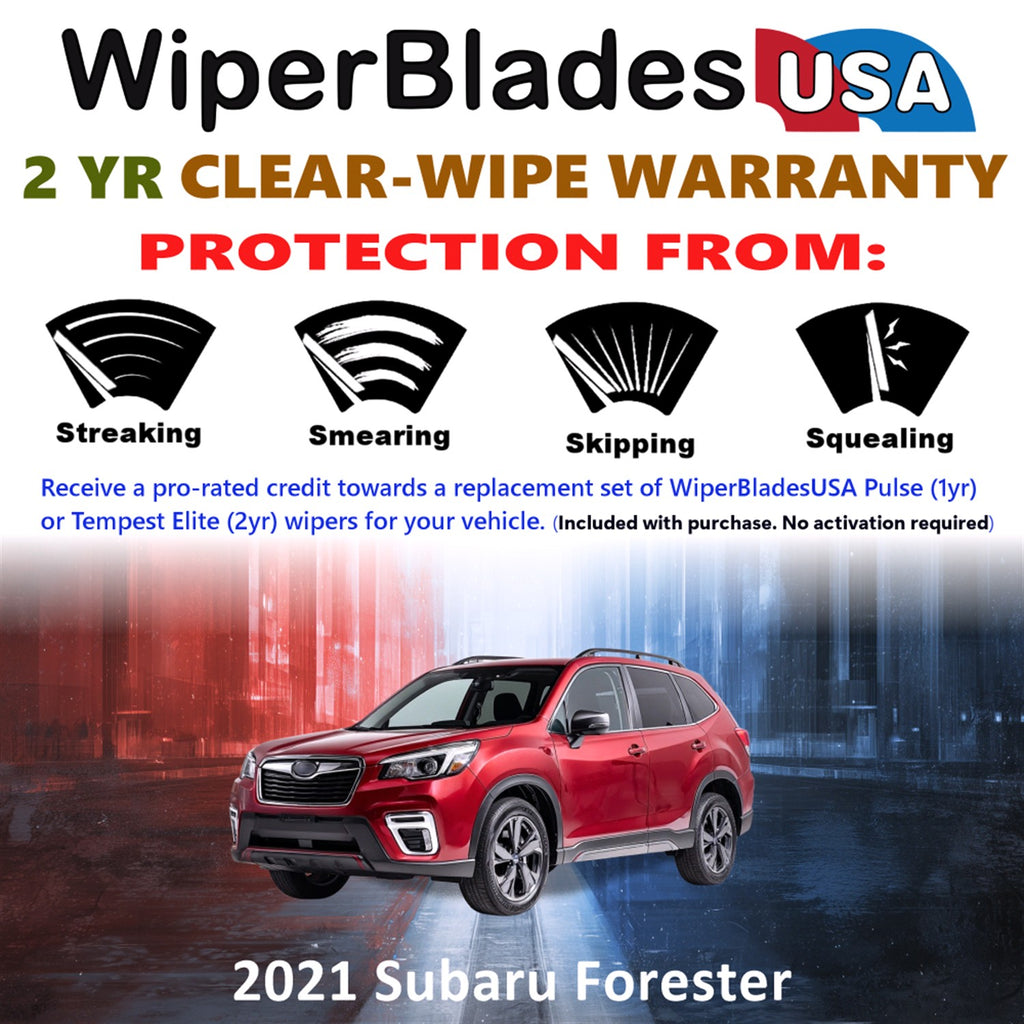 2021 Subaru Forester Front w/Rear Wiper blades Set  Includes 2yr Wear Warranty & Free Delivery