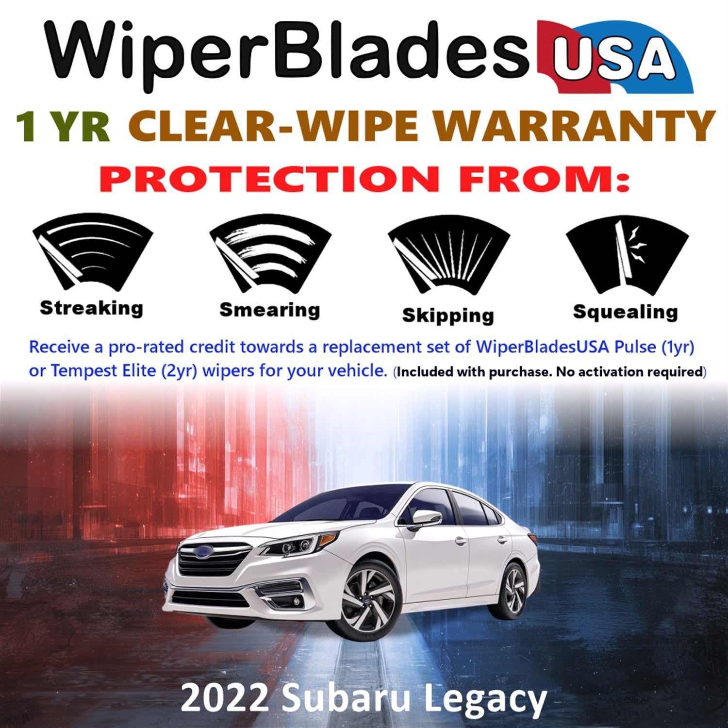 2022 Subaru Legacy Front Wiper blades Set Includes 1yr Wear Warranty & Free Delivery