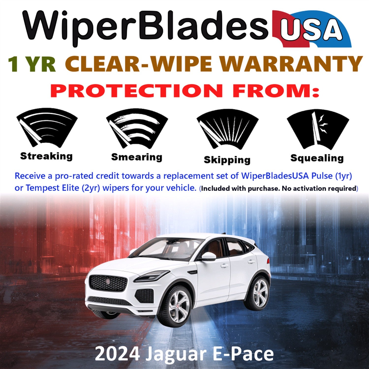 2024 Jaguar E-Pace Front Wiper blades Set Includes 1yr Wear Warranty & Free Delivery