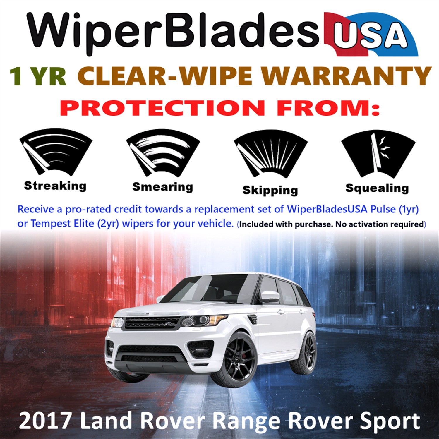2017 Land Rover Range Rover Sport Front Wiper blades Set Includes 1yr Wear Warranty & Free Delivery