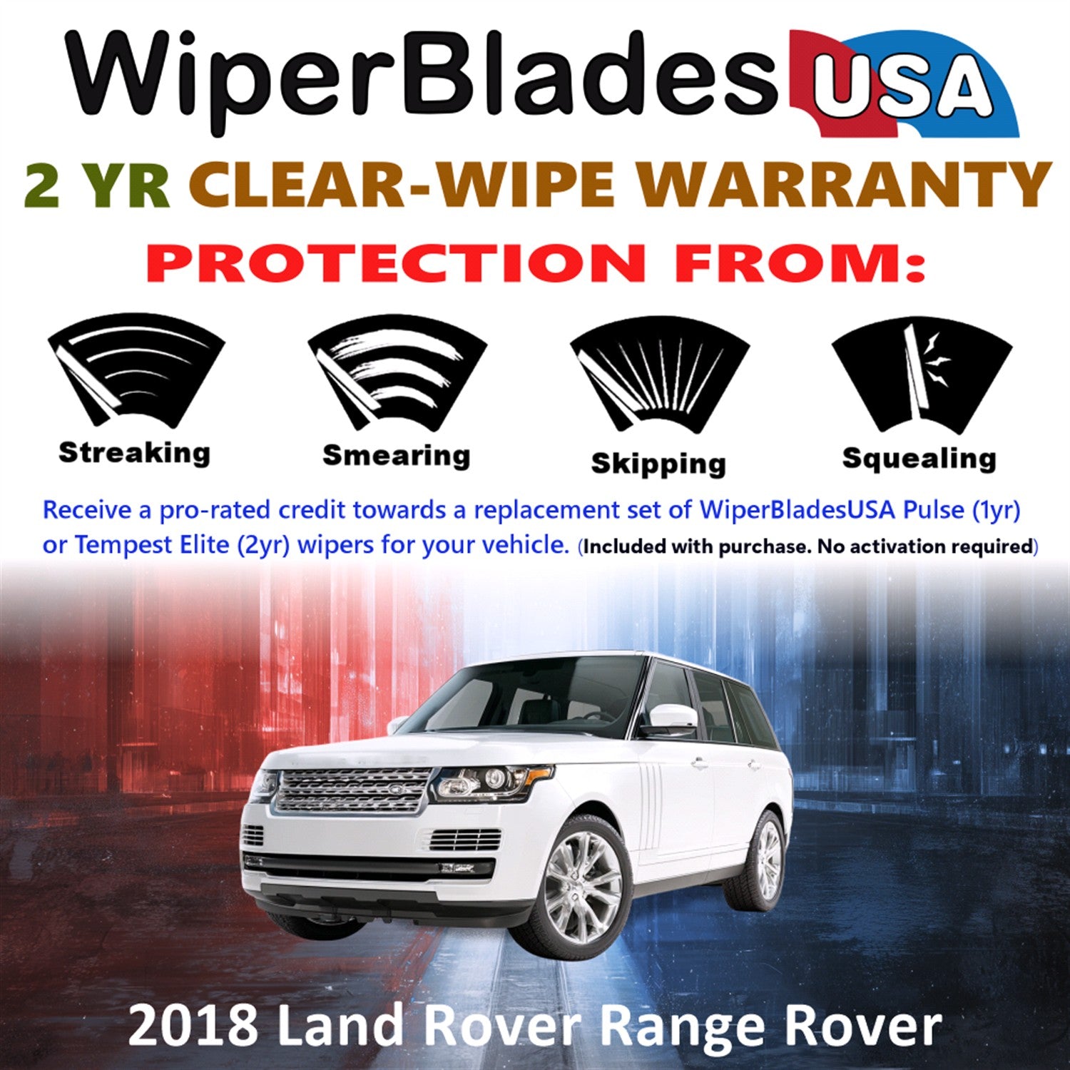 2018 Land Rover Range Rover Front w/Rear Wiper blades Set  Includes 2yr Wear Warranty & Free Delivery