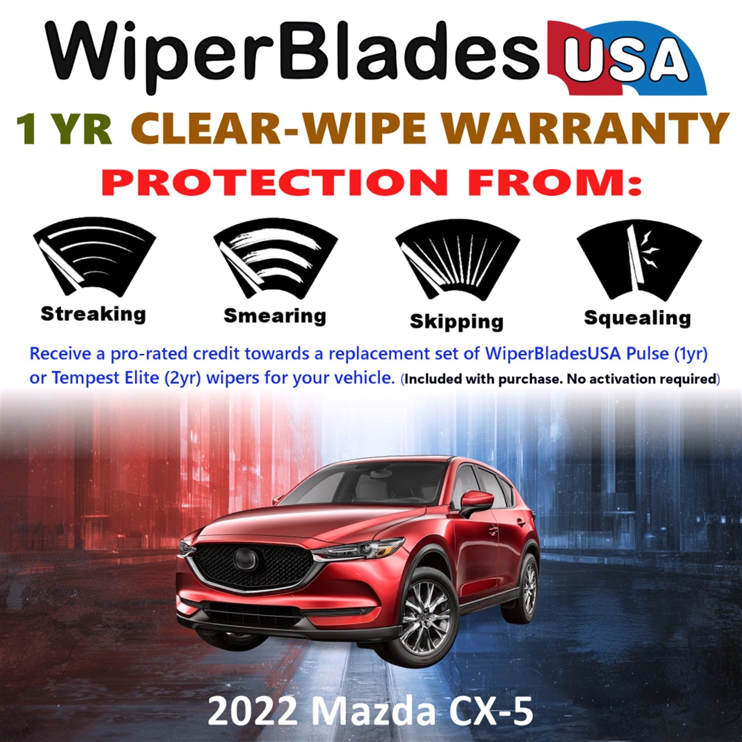2022 Mazda CX-5 Front Wiper blades Set Includes 1yr Wear Warranty & Free Delivery