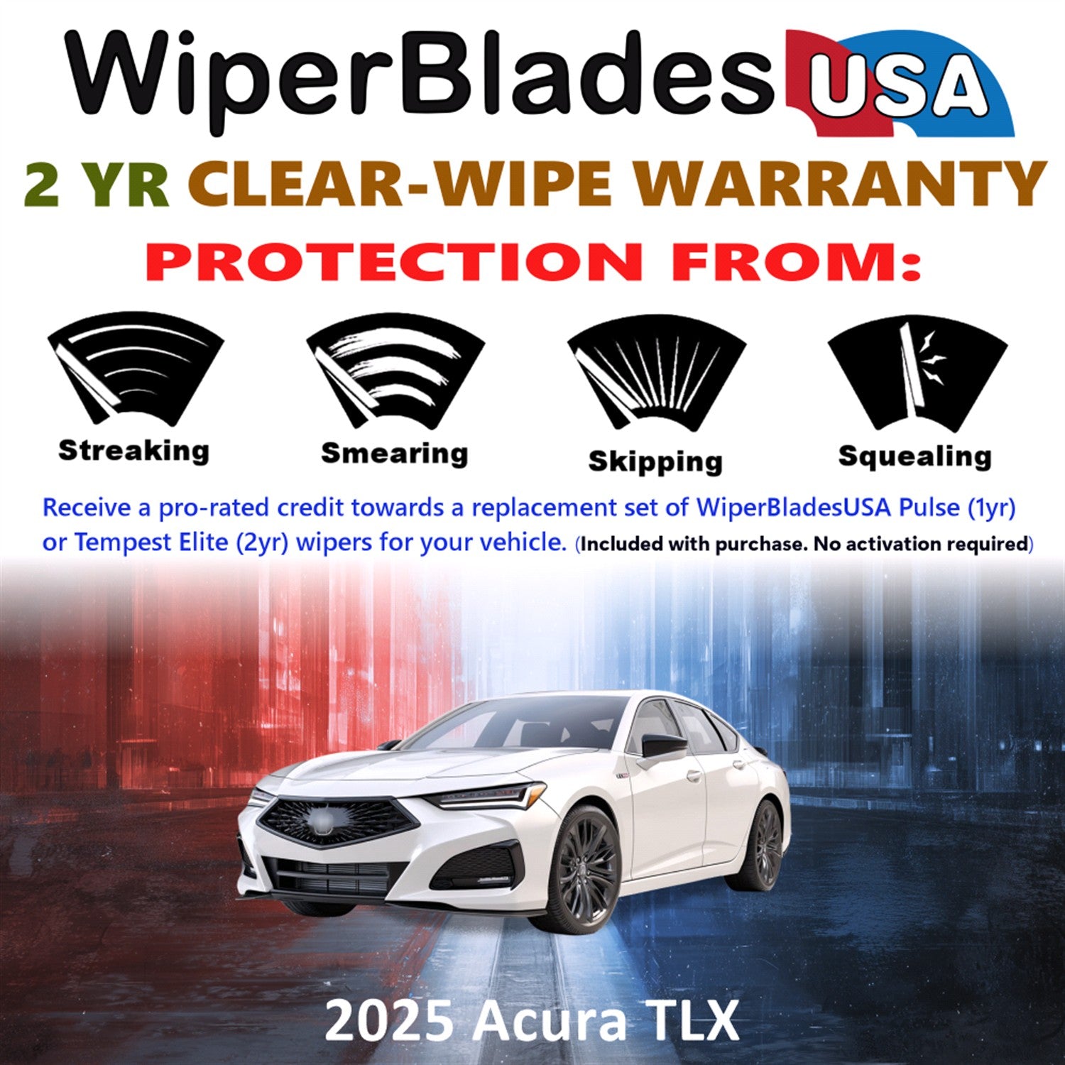 2025 Acura TLX Front Wiper blades Set  Includes 2yr Wear Warranty & Free Delivery
