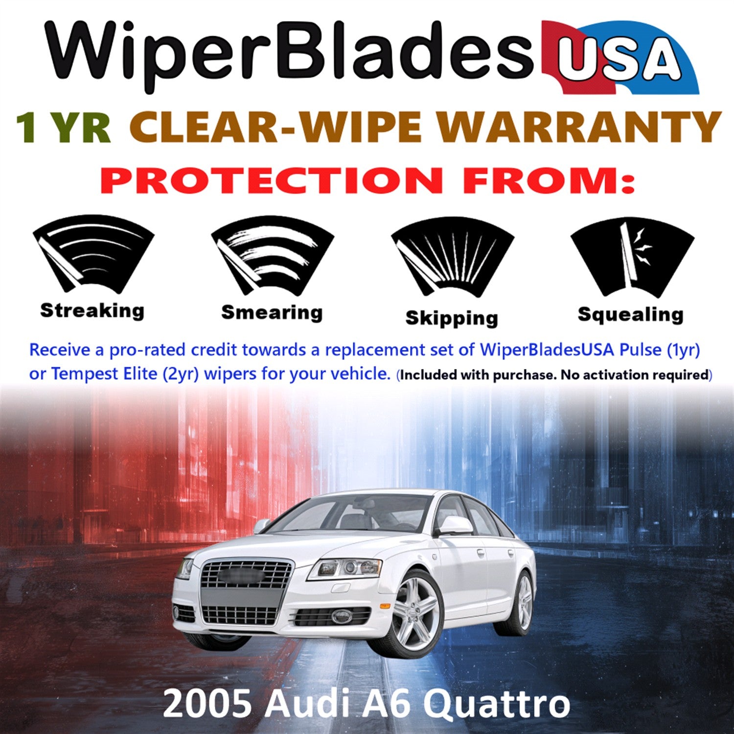 2005 Audi A6 Quattro Front Wiper blades Set Includes 1yr Wear Warranty & Free Delivery