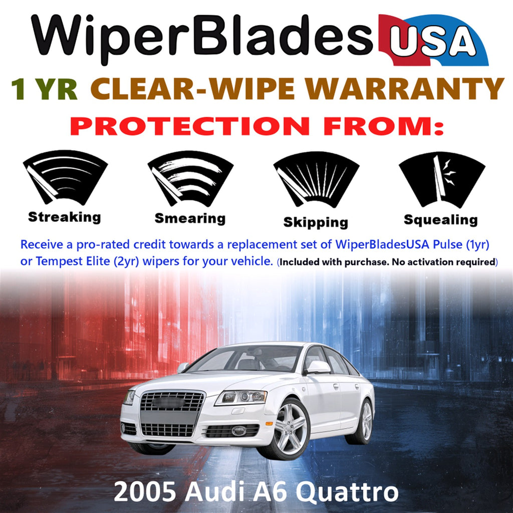 2005 Audi A6 Quattro Front w/Rear Wiper blades Set Includes 1yr Wear Warranty & Free Delivery