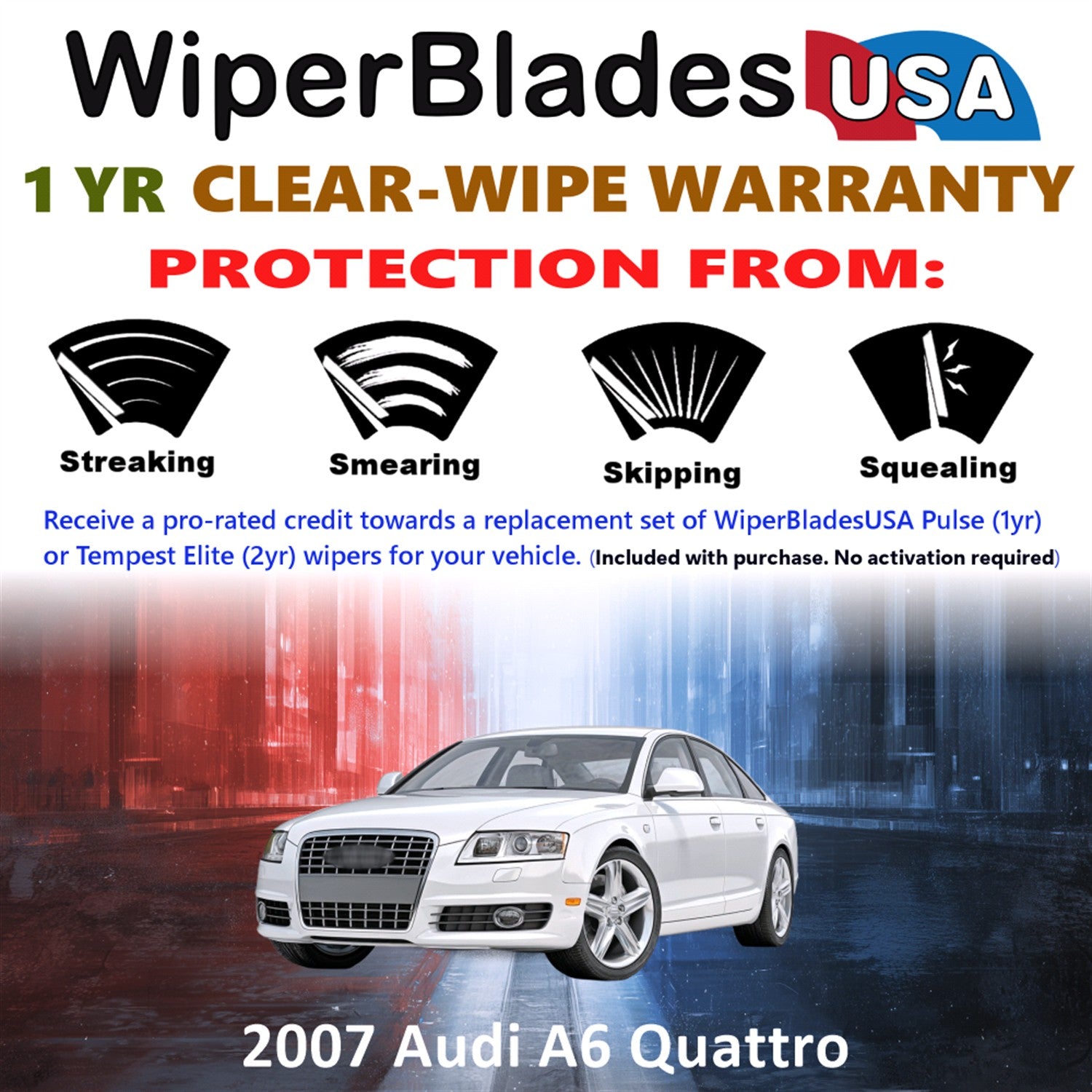 2007 Audi A6 Quattro Front w/Rear Wiper blades Set Includes 1yr Wear Warranty & Free Delivery