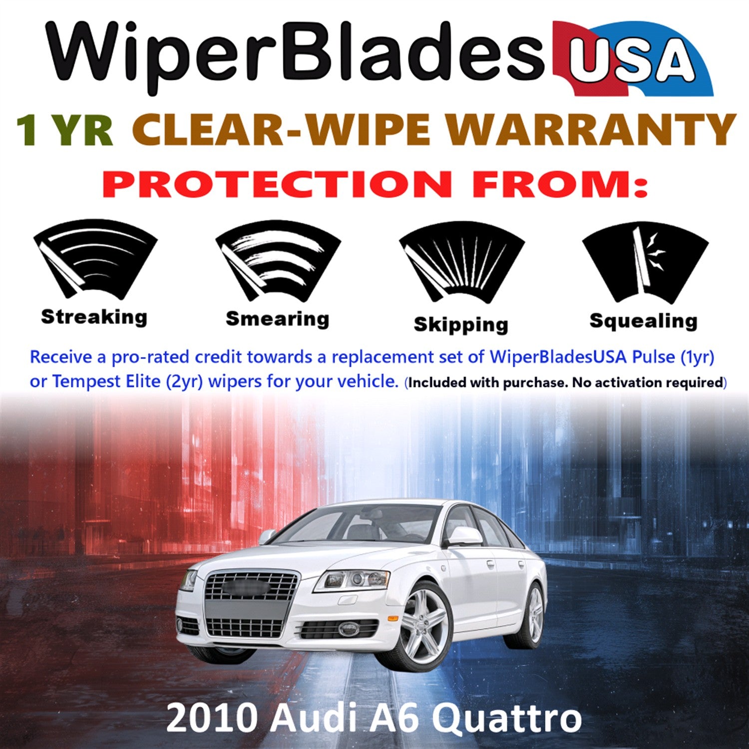2010 Audi A6 Quattro Front Wiper blades Set Includes 1yr Wear Warranty & Free Delivery