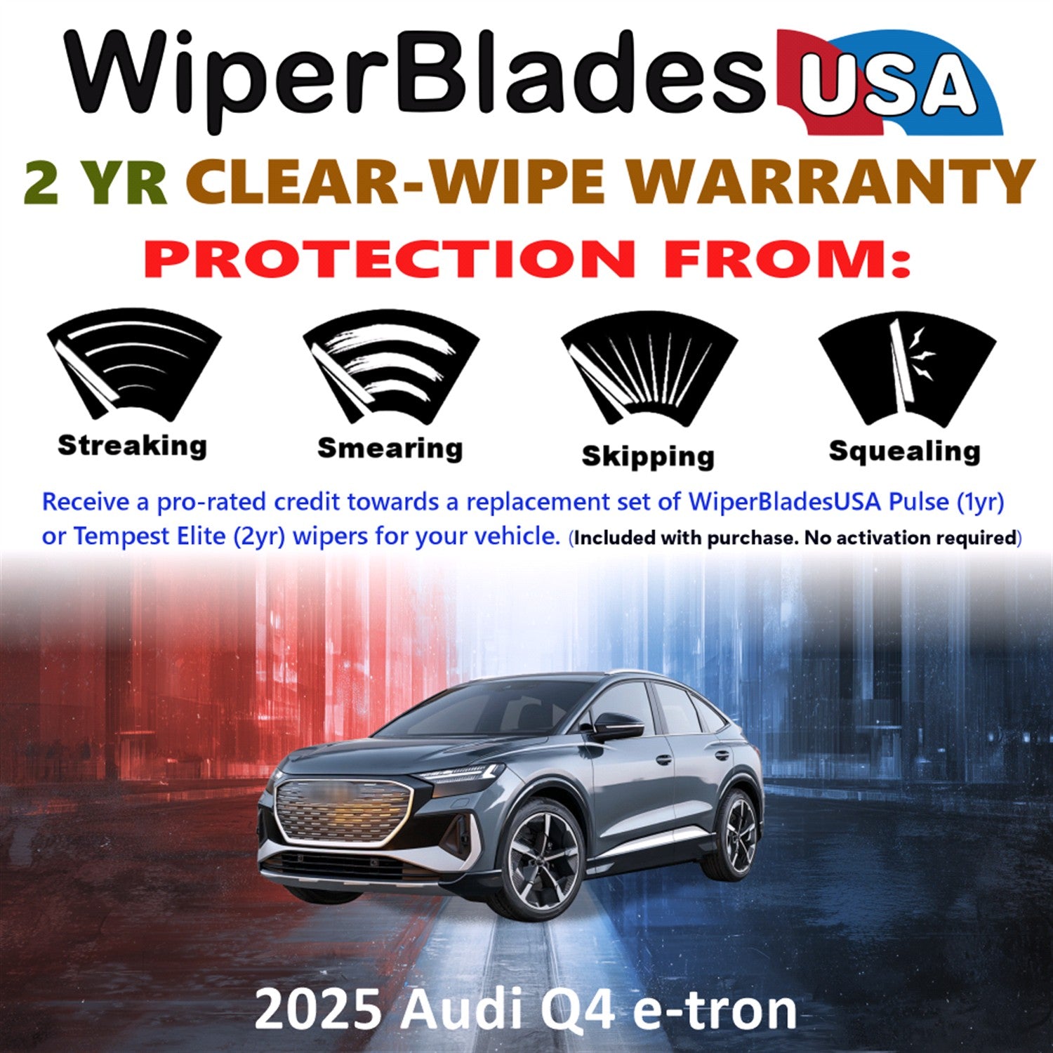 2025 Audi Q4 e-tron Front Wiper blades Set  Includes 2yr Wear Warranty & Free Delivery