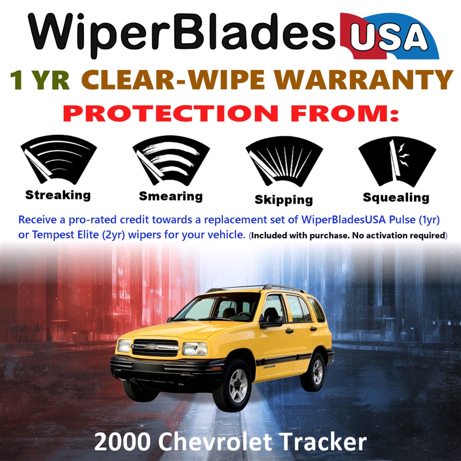 2000 Chevrolet Tracker Front Wiper blades Set Includes 1yr Wear Warranty & Free Delivery