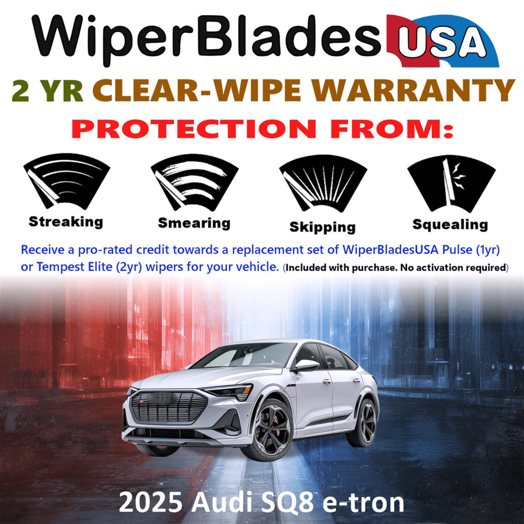 2025 Audi SQ8 e-tron Front w/Rear Wiper blades Set  Includes 2yr Wear Warranty & Free Delivery