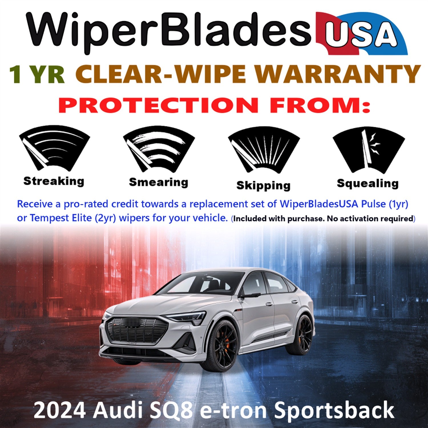 2024 Audi SQ8 e-tron Sportsback Front Wiper blades Set Includes 1yr Wear Warranty & Free Delivery